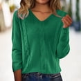 thumbnail image 2 of NMMUED Long Sleeve Undershirt for Women Pullover Sweaters for Women Long Sleeve Sweaters for Women Womens Tops Casual Basic Sweaters for Women Womens V Neck Sweater Knits Clothing Green XXL, 2 of 7