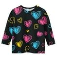 thumbnail image 3 of THDHVS Shirts for Teens Girls, Kids Heart Print 3/4 Sleeve Tee for Casual Holiday Wear Black 7-8 Years, 3 of 4