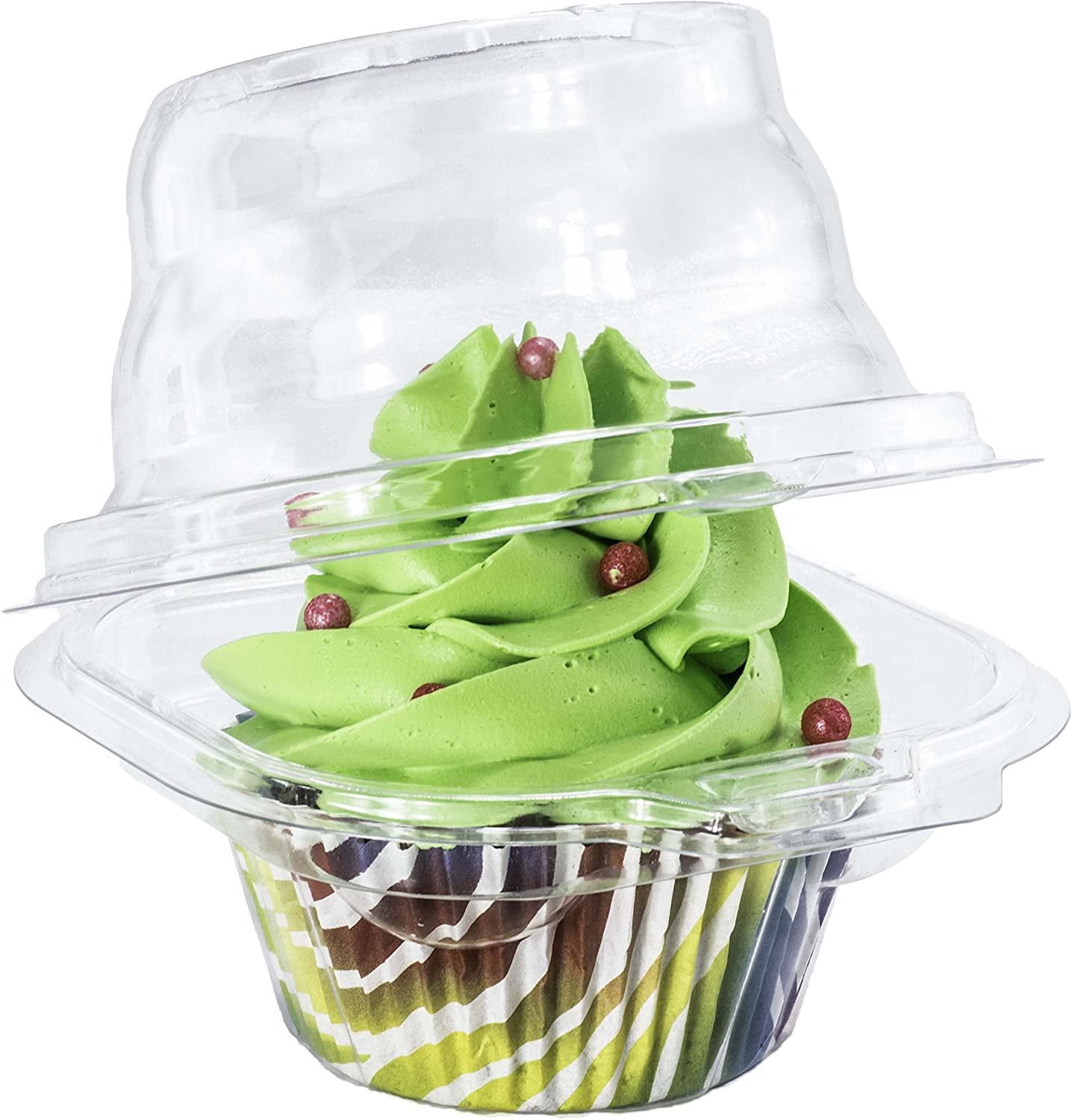 Set of 50 Aftermarket 50 x Plastic Single Individual Cupcake Muffin Dome Holders Cases Boxes Cups Pods 