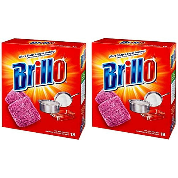 Brillo Tampons de Savon en Laine d'Acier, 18 Unités (Lot de 2) Total de 36 Tampons
