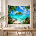 thumbnail image 5 of Tropical Island Beach With Palm Trees, Serene Coastal Style for Beach Lovers, Coastal Wall Art, Housewarming Gift, Tapestry Wall Hanging for Bedroom and Living Room, 5 of 7