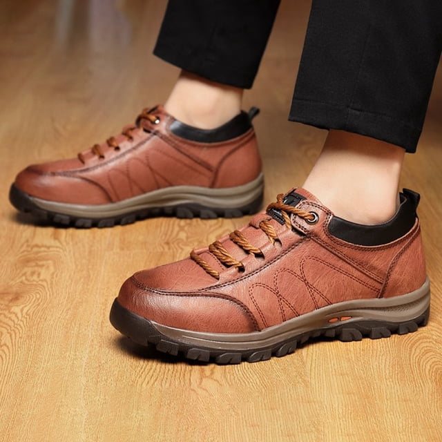 Zapatos de Escalada para Hombre Zapatos para Correr de Cuero con Cordones Zapatos para Caminar para Otoño Invierno