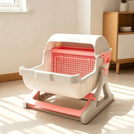 Semi-Automatic Self-Cleaning Cat Litter Box,Easy to Clean Battery-Free,ABS Material Cat Toilet