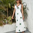 thumbnail image 4 of Four Leaf Plaid Clover Sleeveless Dress Women's summer long dress sexy dress womens clothing luxury woman party dress, 4 of 7