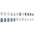 thumbnail image 4 of KUFptva 24 Pcs Short Oval False Nails Silver Stripes Artificial Nails French Tip Stick On Nails Fashion Press On Nails for Woman, 4 of 7