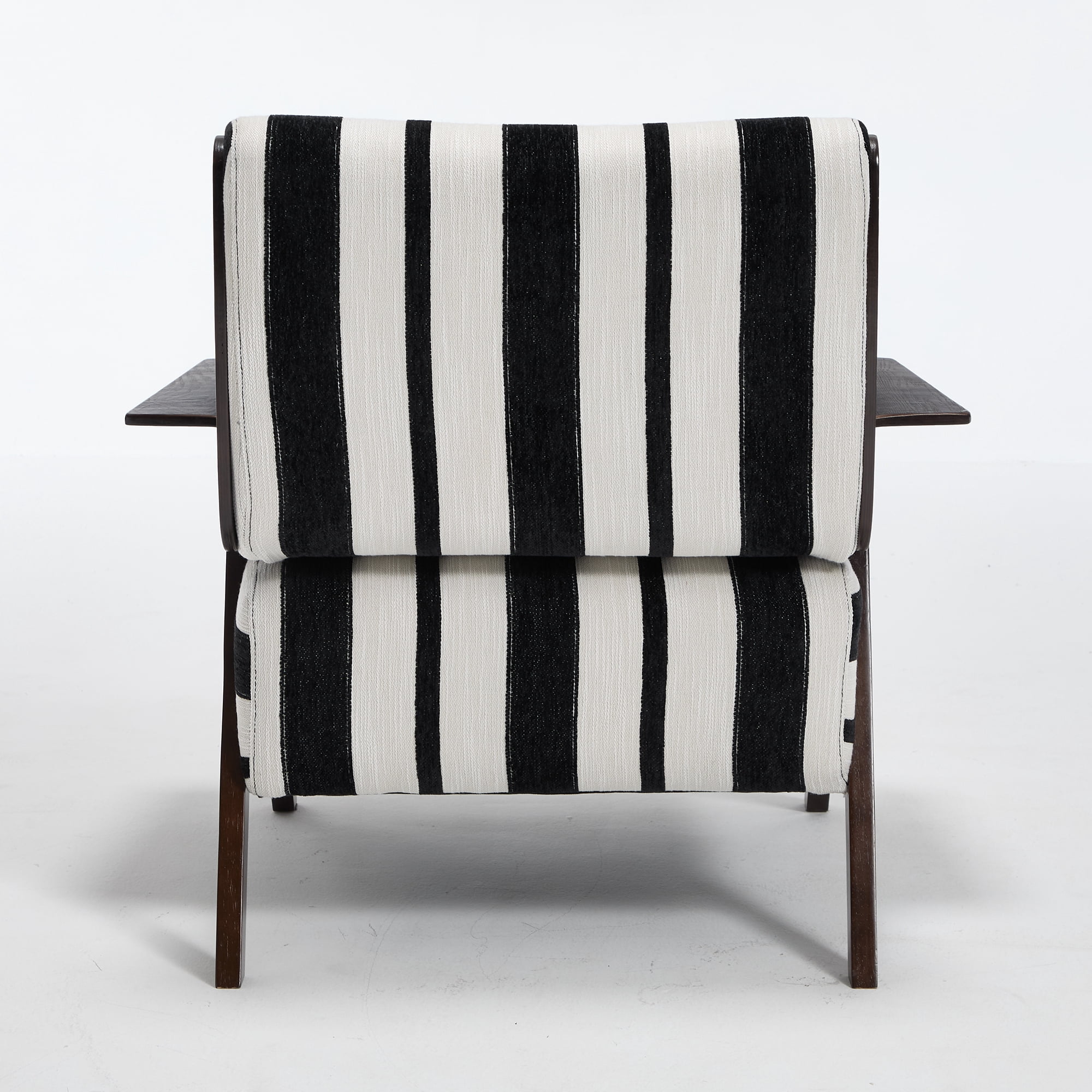 Leumius Modern Armchair with Widened Armrests Single Sofa Chair with Solid Wood Legs Comfortable Casual Reading Chair for Living Room, Bedroom, Office Black and White Stripes