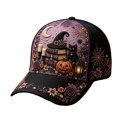 thumbnail image 3 of GrmtClth Pumpkin Ghost Halloween Baseball Cap Printed Trucker Hat Spooky Holiday Accessory Adjustable Black Dad Hat for Adults Party Wear, 3 of 3