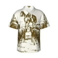 thumbnail image 2 of Picia Cattle Drive By Two Cowboys Gentle Cotton Regular Fit Short Sleeve Casual Hawaiian Shirt for Men-Large, 2 of 8
