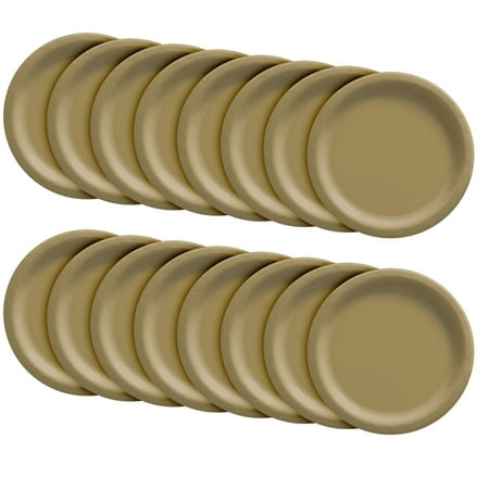 Party City Disposable Paper Plates, 16 Count (Gold) - Go Brightly Classic Everyday Lunch Paper Plates, 8.5" - Premium Party Supplies