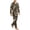 144#Brown, variant on Camo Pajama Pants Set for Men 2 Piece Long Sleeve Button Front Collared Shirt with Chest Pocket and Full Length Straight Leg Pants Casual Matching Nightwear Set