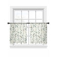 thumbnail image 2 of Green Botanical Semi Sheer Curtains 54 Inch Length 2 Panels Set, Spring Summer Birds Watercolor Sheer Kitchen Curtain Privacy Voile Window Curtain for Living Room Bedroom Rod Pocket Drapes, 2 of 7