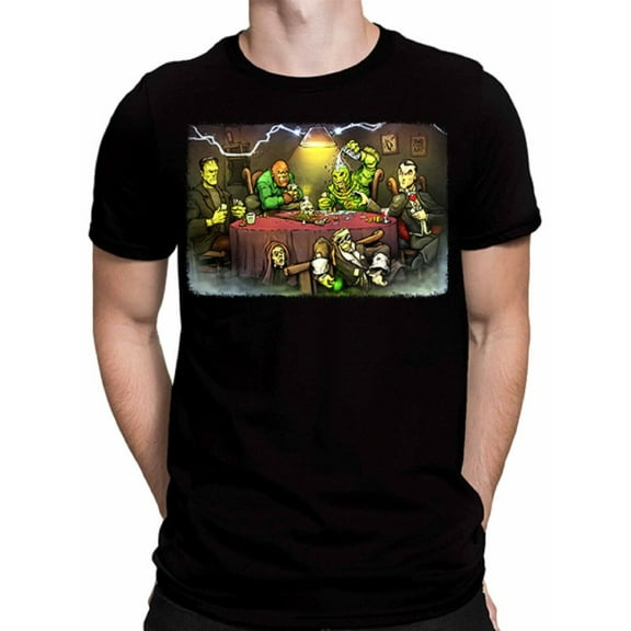 Get Down Art Men's Monster's Playing Poker T-Shirt (3XL)