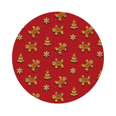 

Pofeuu Gingerbread Man Print Leather Coasters Set of 6 Round Cups Mugs Mat Pad for Home Kitchen Heat Resistant Drink Coasters Round Shape