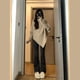 thumbnail image 5 of Suéter de cuello alto irregular estilo coreano suave para mujer, suéter holgado de primavera, estilo perezoso, suave y encerado para mujer, 5 of 6