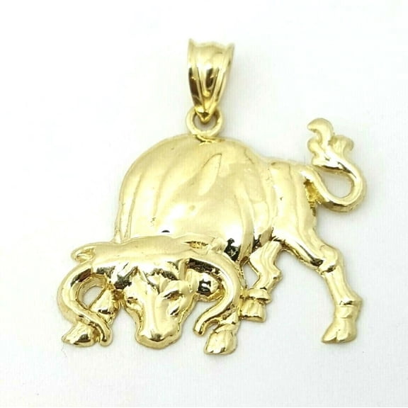 10k yellow solid Gold taurus bull zodiac Pendant charm fine gift jewelry 1.9g