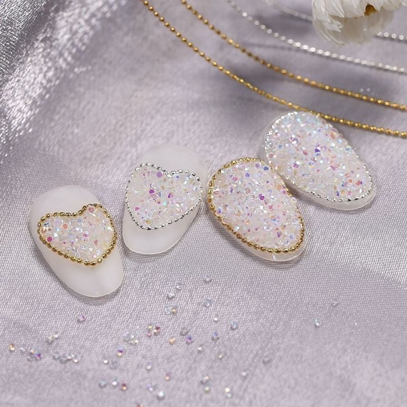 1M/Pack 0.8mm Gold Silver Nail Bead Chain Charm Ellipse Stone Nail Art Decorations Giltter Metal Steel Ball Jewelry Accessory