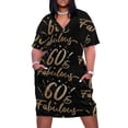 thumbnail image 1 of Vestido holgado de lujo con bolsillo para mujer, diseño de feliz cumpleaños 60, 1 of 6