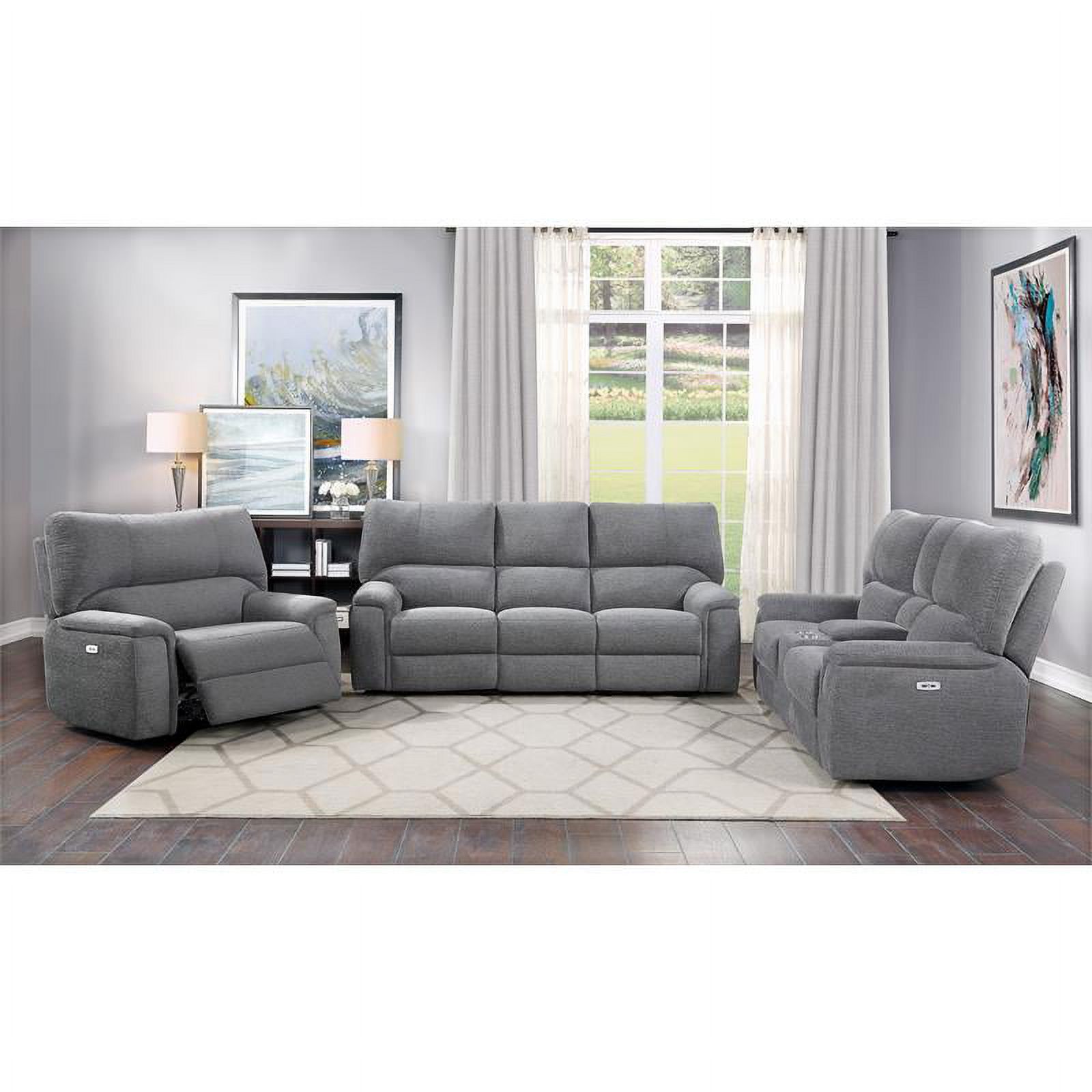 Lexicon Dickinson Power Double Recliner Loveseat with Center Console in Charcoal