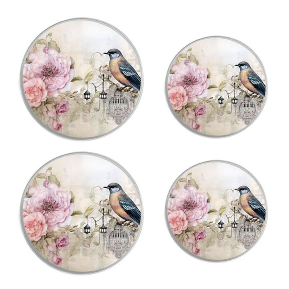 Round Stove Burner Covers 4 Pcs Metal Electric Stove Burner Covers 8Inch And 10Inch ,Bird and Roses Flowers lovely