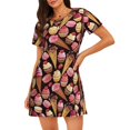thumbnail image 1 of Disketp Ice Cream Cake para Camisón Corto de Manga Corta para Mujeres, Camisón Cómodo con Escote Redondo, Bonito y Confortable, 1 of 6