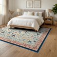 thumbnail image 3 of ODIKA 6'x9' Washable Area Rug Easy Care, Non-Shedding, Starfish Nautical Coral Lattice Icons Bathroom Ocean Seashell for Queen Size Bedroom Under Bed Master Suite, 3 of 7