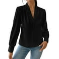 thumbnail image 3 of Work Blouses for Women Long Sleeve Blouses Business Spring Top Womens V Neck Office Shirts Black L, 3 of 9