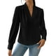 thumbnail image 3 of Blusas de Trabajo para Mujer, Blusas de Larga, Blusas de Oficina con Cuello en V, Blusas de para Mujer Negro L, 3 of 10