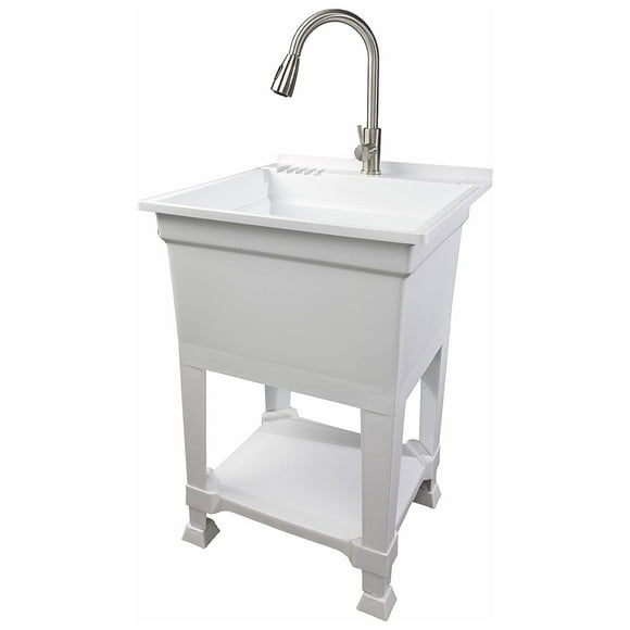 UTILITYSINKS Freestanding 24-Inch Plastic Compact Utility Sink, (White)