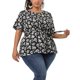 thumbnail image 2 of Women's Plus Size Tops Ruffle Short Sleeve Summer Chiffon Floral Blouse Black 1X, 2 of 7