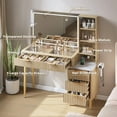 thumbnail image 5 of Modern Makeup Vanity Desk with LED Mirror & Lights – 5 Drawers, 3 Storage Shelves, Glass Top & Built-In Charging Station, 5 of 8