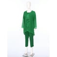thumbnail image 3 of inlzdz Womens Chiffon Pant Suits 3 Piece Mother of The Bride Wedding Outfit Evening Cocktail Party Suit 03 Green L/0XL, 3 of 10