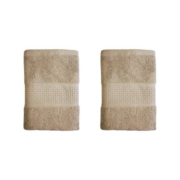 FBTS Prime Cotton Hand Towels 16x31 inch Extra Soft, Solid Brown 2 per Pack