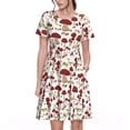 thumbnail image 1 of Bixox Robe d'Été à Manches Courtes pour Femmes Robe Ample Longueur Genou avec Poches-Champignon, 1 of 7