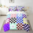 thumbnail image 2 of Manfei Cute Flowers 7-Piece Twin Bedding Sets,Classic Geometric Checkered Bedding Comforter Set,Colorful Plaid Grid Sheet Sets For Girls Kids,Ultra Soft Home Decor Reversible, 2 of 8