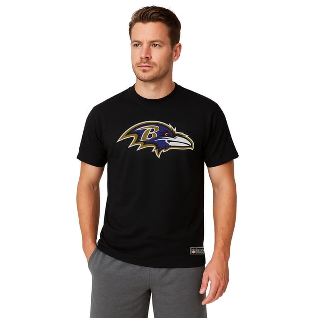 NFL Playera Aficionado Básica Baltimore Ravens Negro para Hombre, Talla Grande