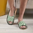 thumbnail image 4 of Unisex Travel Sandals House Slippers Includes Free Storage Bag for Hotel, Travel, Home Green and White Swirling Lines, 4 of 8
