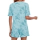 thumbnail image 3 of Guardurnaity Conjunto de 2 piezas de camiseta, quinto pantalón, traje informal para dormir, algodón cómodo, traje de moda de piezas, elegante, Yoga, Prendas para la parte del cuerpo Azul s Guardurnaity AP011066-06, 3 of 6