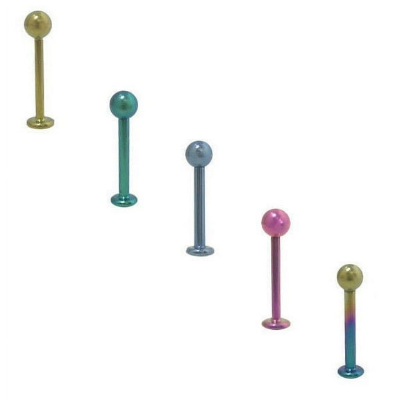 Anodized Titanium Labret Monroe Lip Jewelry with Ball End (16 Gauge) - 5 Colors