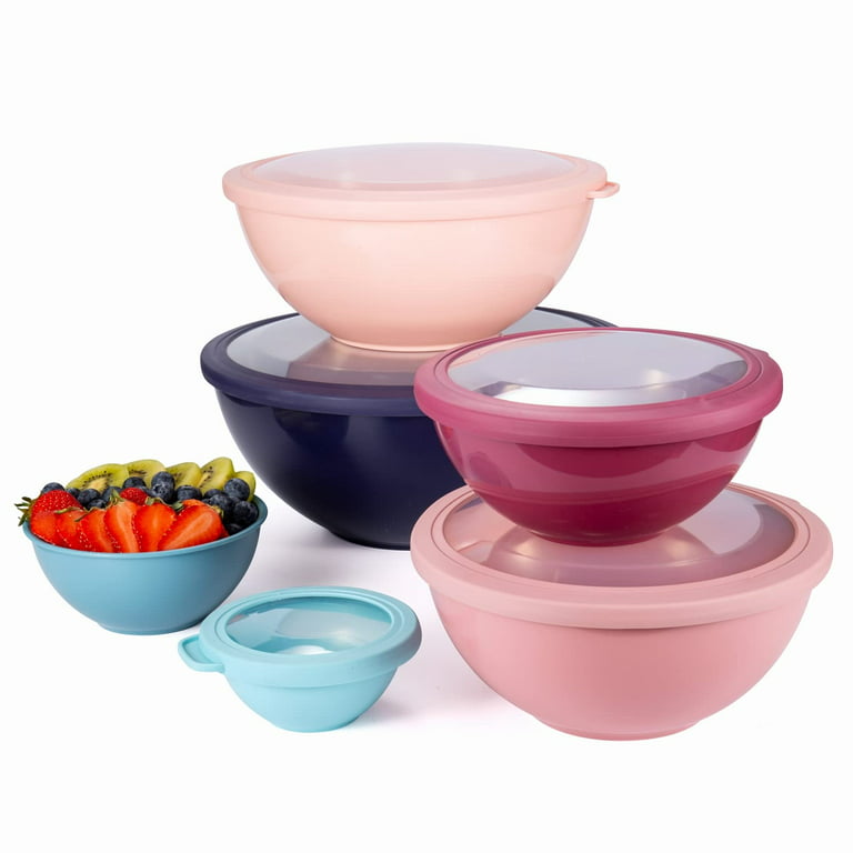 Youngever 6 Pack Large Plastic Mixing and Serving Bowls, Plastic Nesting Bowls Set - 120OZ, 80oz, 50oz, 32oz, 22oz, 12oz (Coastal Colors)