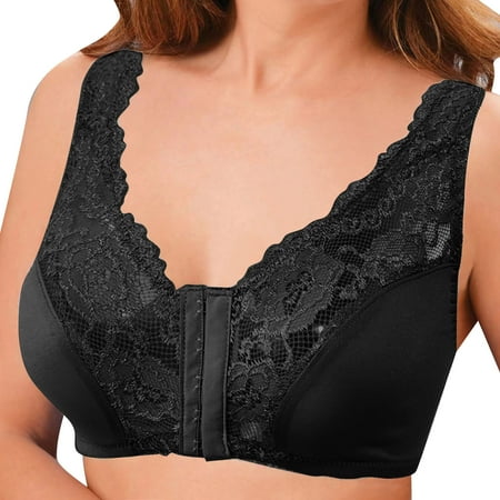 

Bras For Women Full Cup Thin Underwear Plus Size Front Button Wireless Sports Lace Cover Large Size Vest Lace Bra