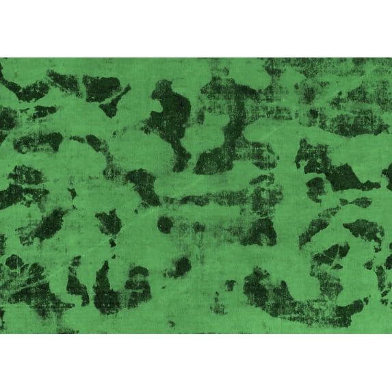 Ahgly Company Indoor Rectangle Abstract Emerald Green Modern Area Rugs, 7' x 10'