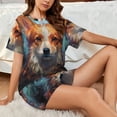 thumbnail image 4 of Wukai Cartoon Pattern Corgi Print Women's Pajama Set - Short-Sleeve Top and Shorts with Elastic Waistband and Pockets for Loungewear, Yoga, and Casual Wear-XX-Large, 4 of 6