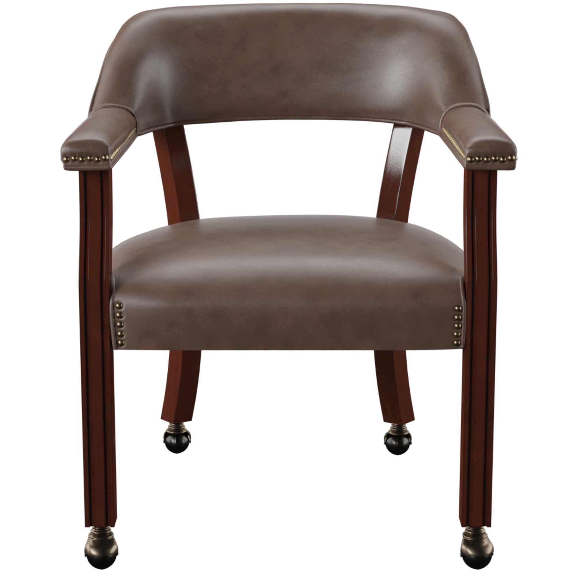 Steve Silver Tournament Faux Leather Dining Chairs with Arms, Brown