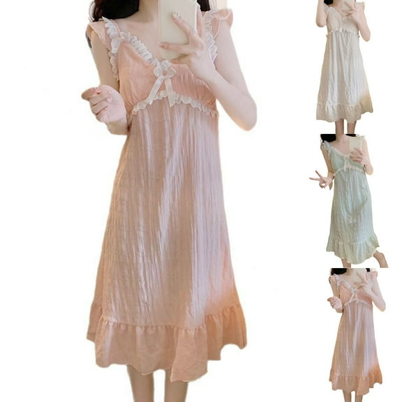 HVOBTTY Womens Causal Soft Nightdress, Nightgowns for Women, Women's Soft Solid Color Sleeveless Tank Nightgown with Chest Pad Sleep Dress Green, M