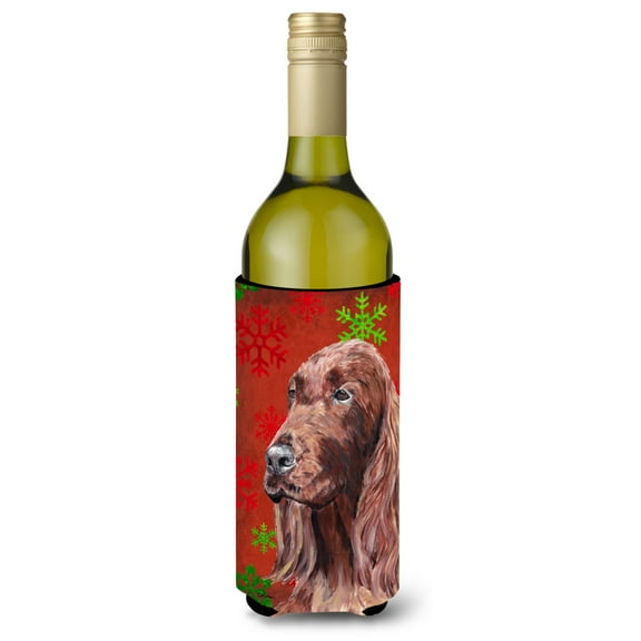 Irish Setter Red Snowflakes Holiday Wine Bottle Hugger
