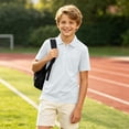 thumbnail image 5 of Boys' School Uniform Short Sleeve Polo Shirt Button Closure Moisture Wicking Performance Material, 5 of 7