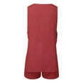 thumbnail image 5 of Riforla Women's Oversized Linen Set Summer Breathable Casual V Neck Button Down Vest + Elastic Waist Shorts with Pocket Sets for Women 2 Pieces Red XXL, 5 of 5