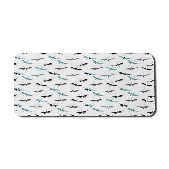 Butterfly Computer Mouse Pad, Continuous Simplistic Abstract Winged Insect Art, Rectangle Non-Slip Rubber Mousepad X-Large, 35" x 15" Gaming Size, Sky Blue Grey, by Ambesonne