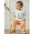 thumbnail image 3 of Miaouyo Toddler Baby Boys Halloween Fall Outfits 3 6 12 18 24 Months 2T 3T O Neck Pumpkin Embroidery Tops Plaid Pants Clothing Sets, 3 of 9