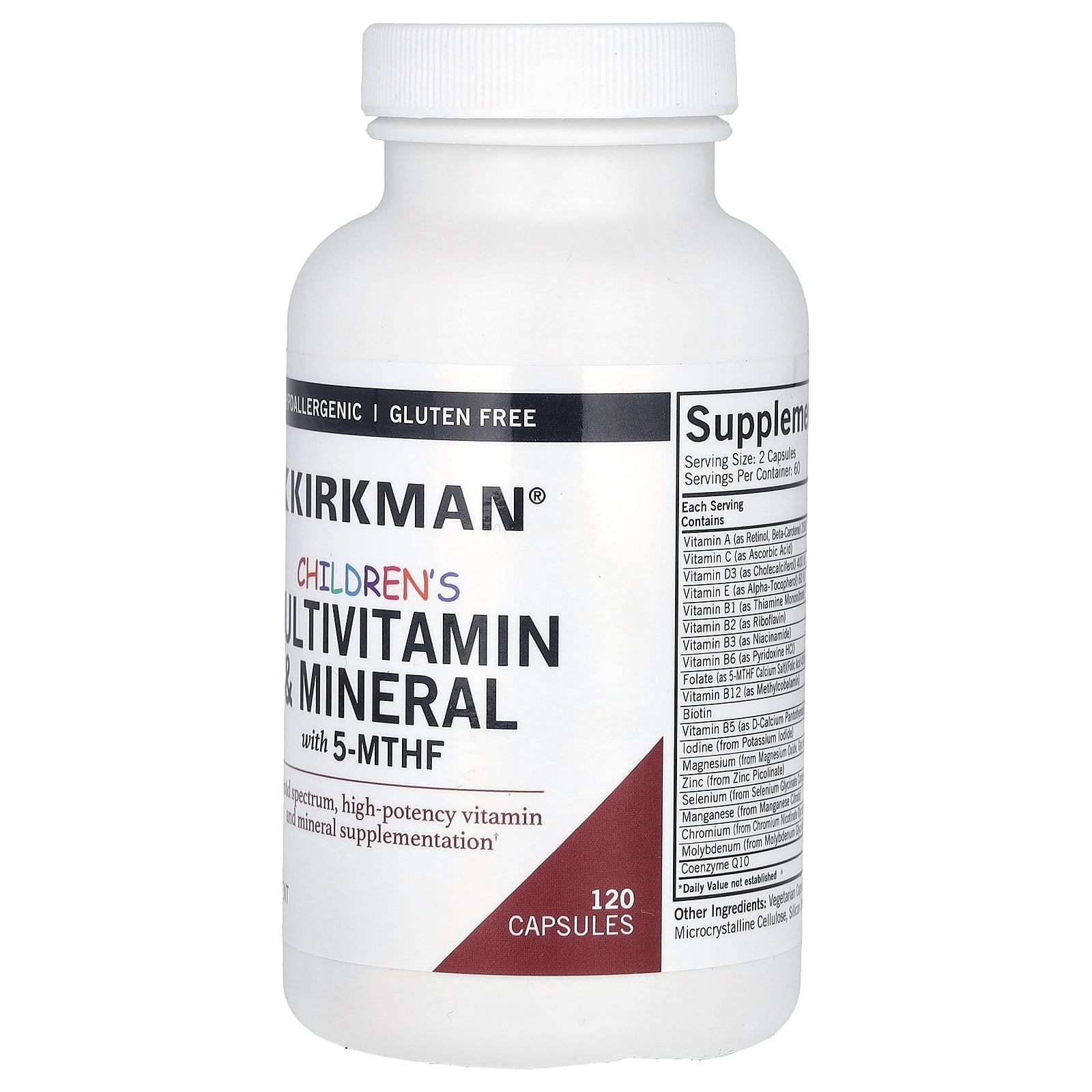 Kirkman Labs Children's Multivitamin & Mineral with 5-MTHF, 120 Capsules